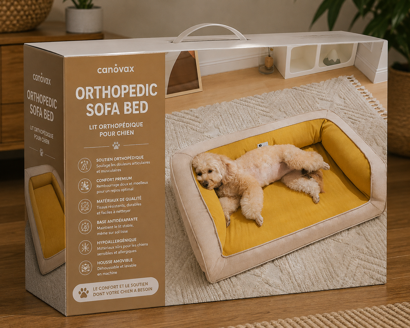 Orthopedic sofa bed confortable pour chien à soutien complet