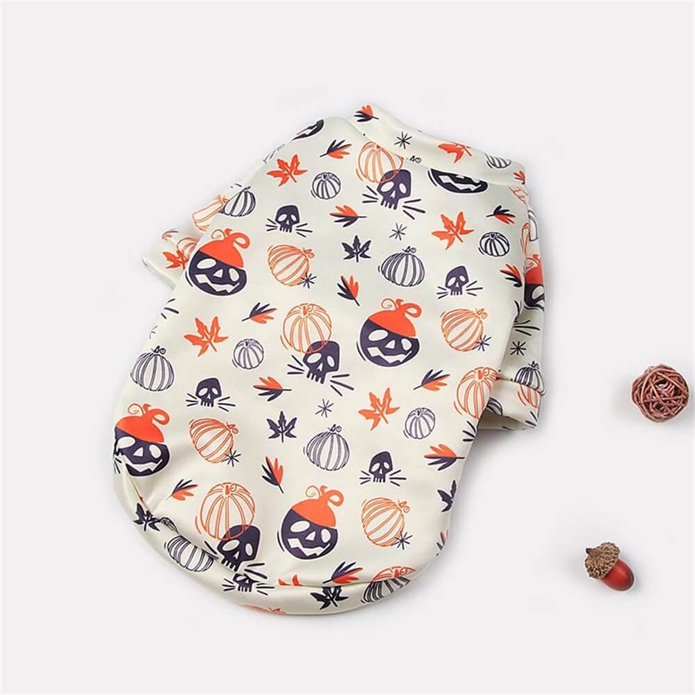Costume Douillet pour Animaux en Motif Halloween | Design Citrouille & Fantôme pour Automne et Hiver