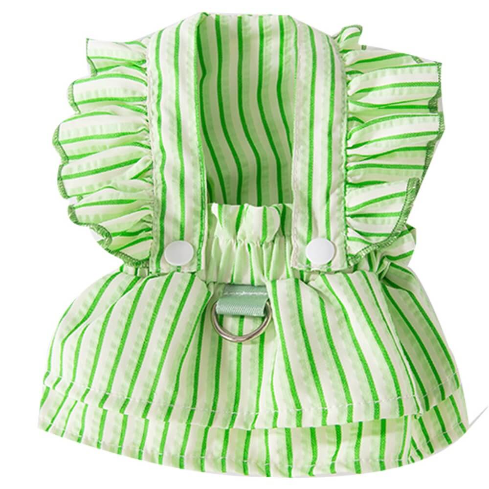 Robe Harnais pour Chien à Volants Rayée