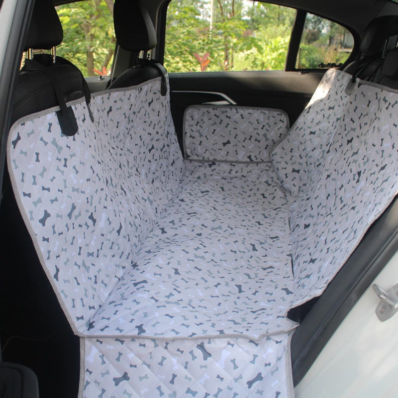 Housse de siège de voiture pour chien en tissu Oxford à motif d'os double taille