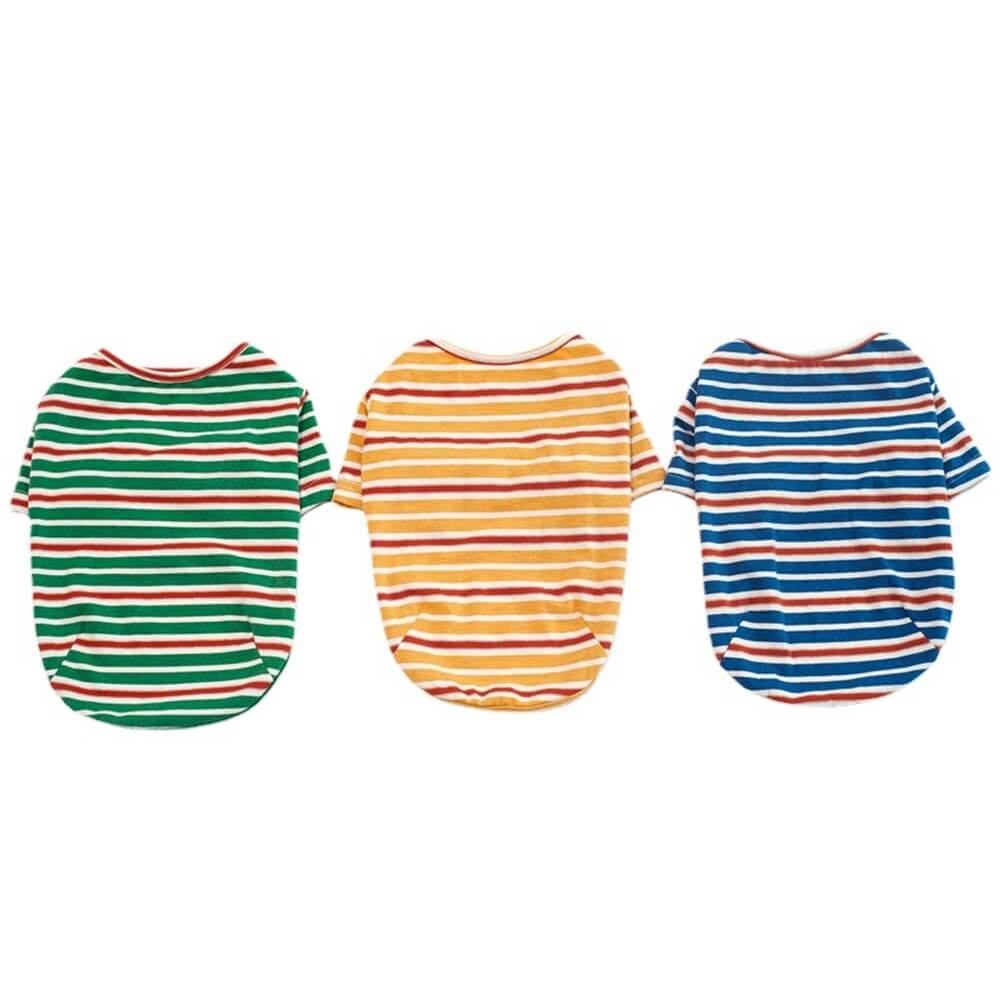 Vêtements d'été pour chien à rayures colorées et mode à deux pattes