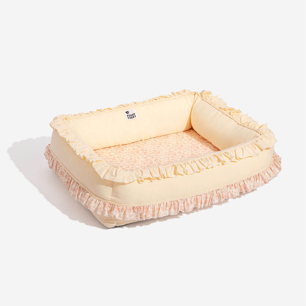 Lit Orthopédique Floral pour Chien avec Oreiller