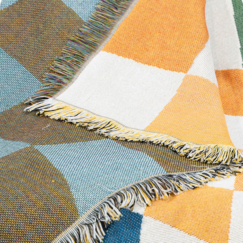 Housse de canapé multifonctionnelle à blocs de couleur et à carreaux anti-rayures