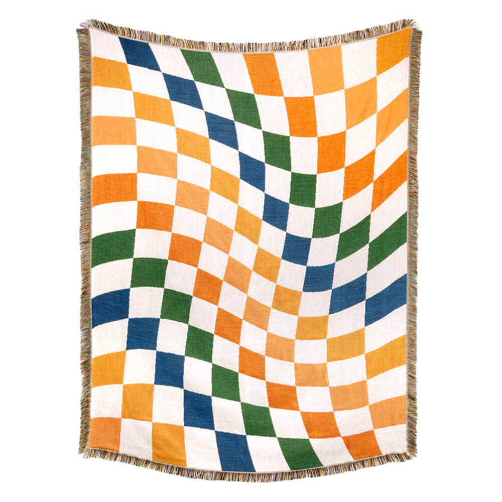 Housse de canapé multifonctionnelle à blocs de couleur et à carreaux anti-rayures