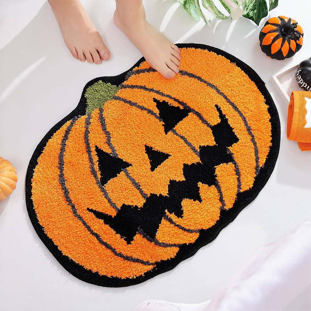 Tapis Halloween Luxueux en Cachemire Synthétique - Design Araignée Doux et Effrayant