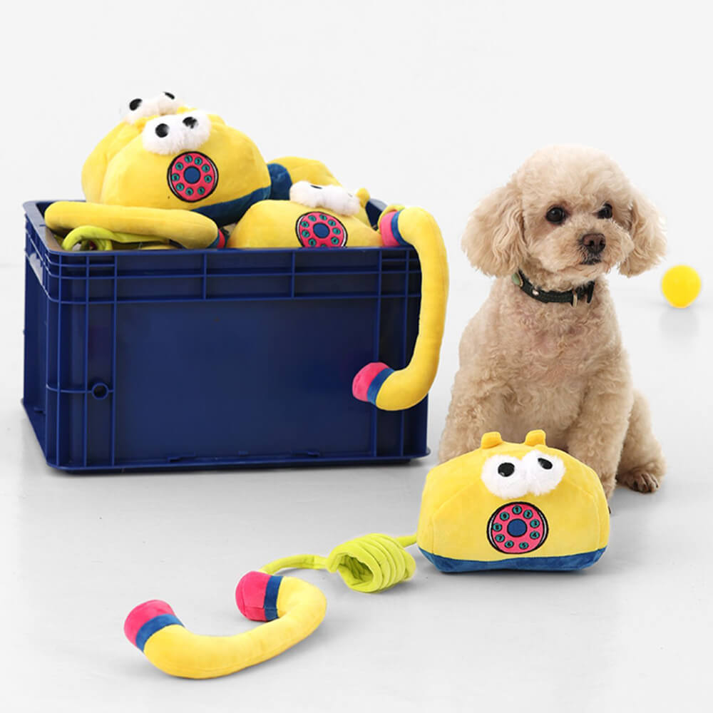 Jouet pour Chien Interactif en Peluche Nettoyeur de Dents Sifflant Téléphone Fixe