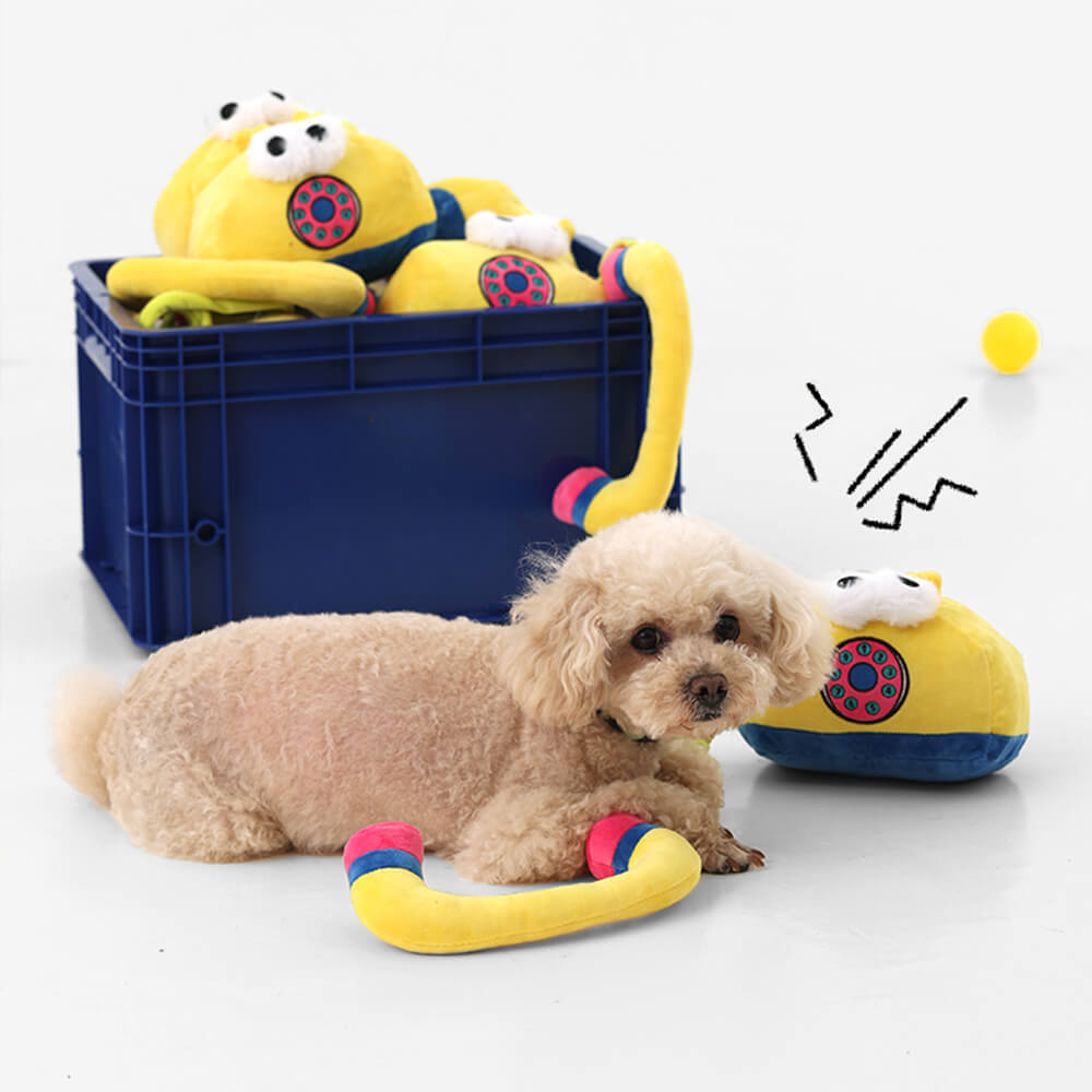 Jouet pour Chien Interactif en Peluche Nettoyeur de Dents Sifflant Téléphone Fixe