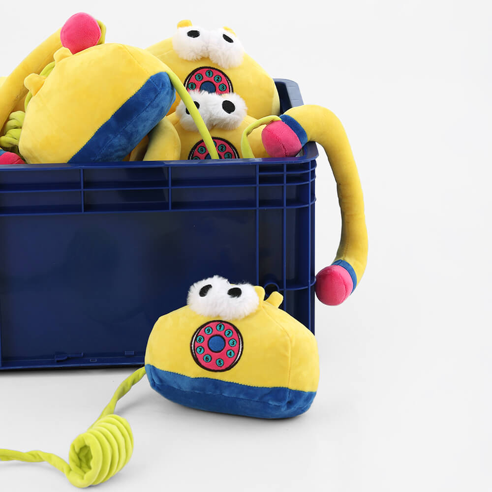 Jouet pour Chien Interactif en Peluche Nettoyeur de Dents Sifflant Téléphone Fixe