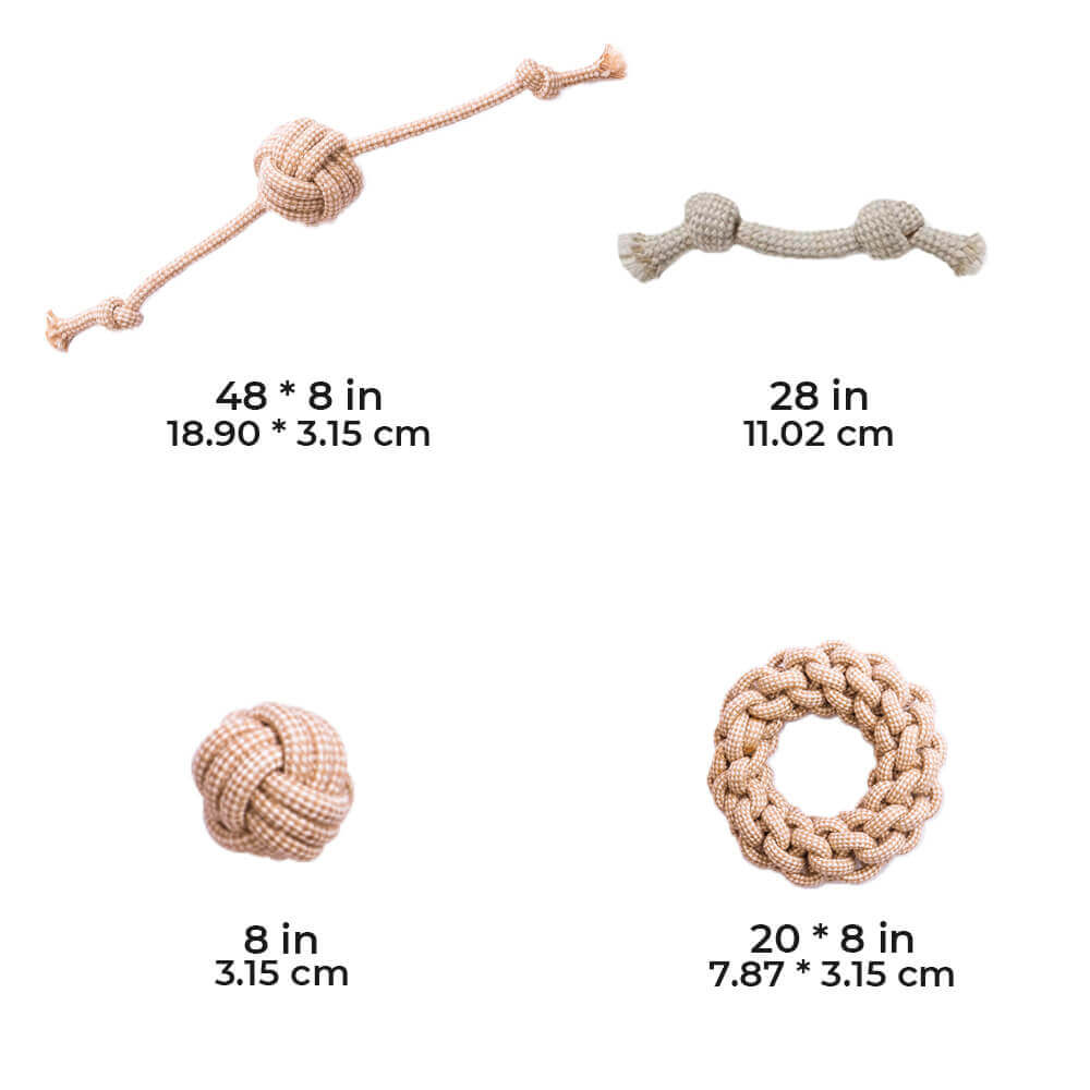 Ensemble de Jouets en Corde en Lin et Coton pour Chien Nettoyage des Dents Jouet à Mâcher Interactif