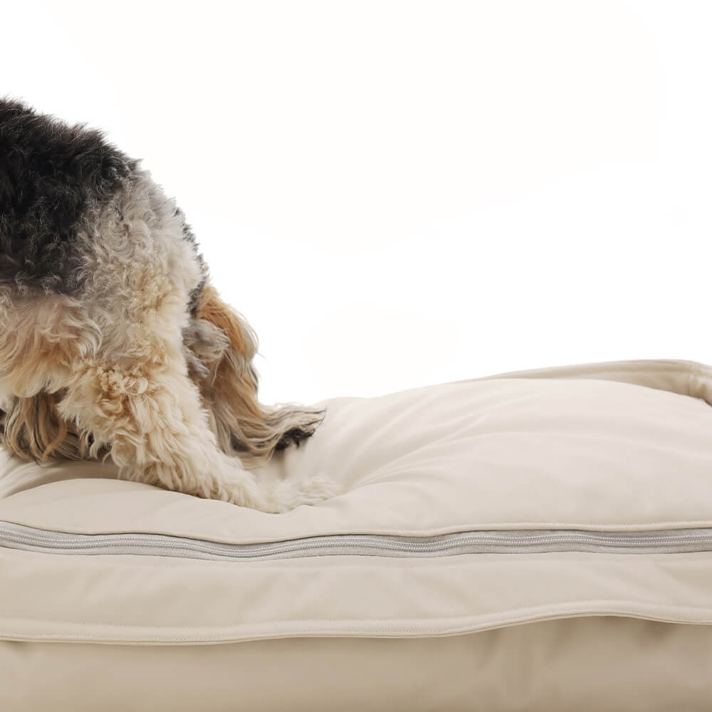 Lit pour chien multifonction en fausse laine d'agneau et cuir