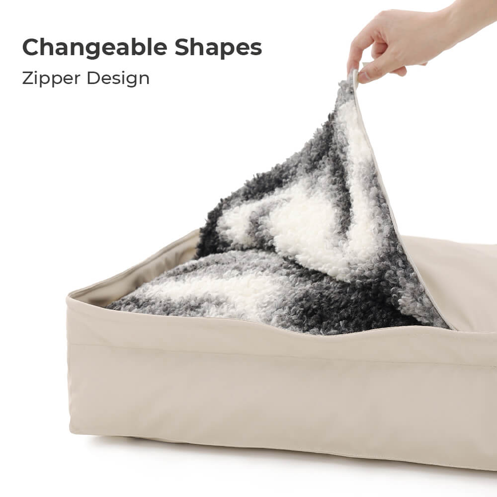 Lit pour chien multifonction en fausse laine d'agneau et cuir