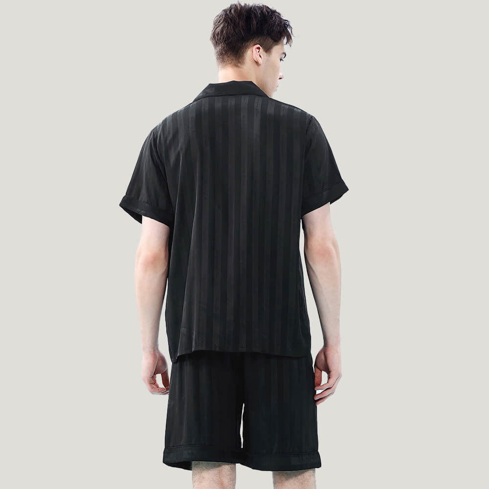 Pyjama Couple Manches Courtes Soie Rafraîchissante Résistant aux Poils