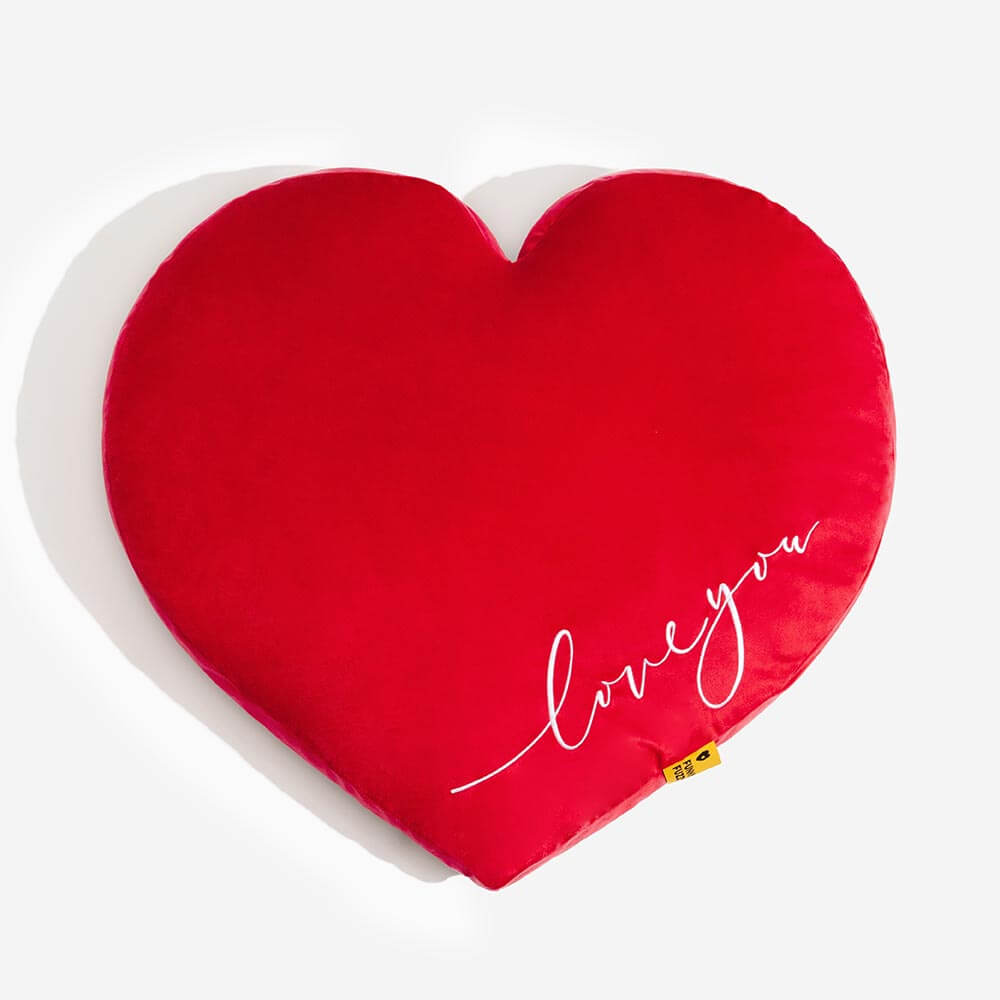 Lit pour chien en velours en forme de cœur pour les fêtes