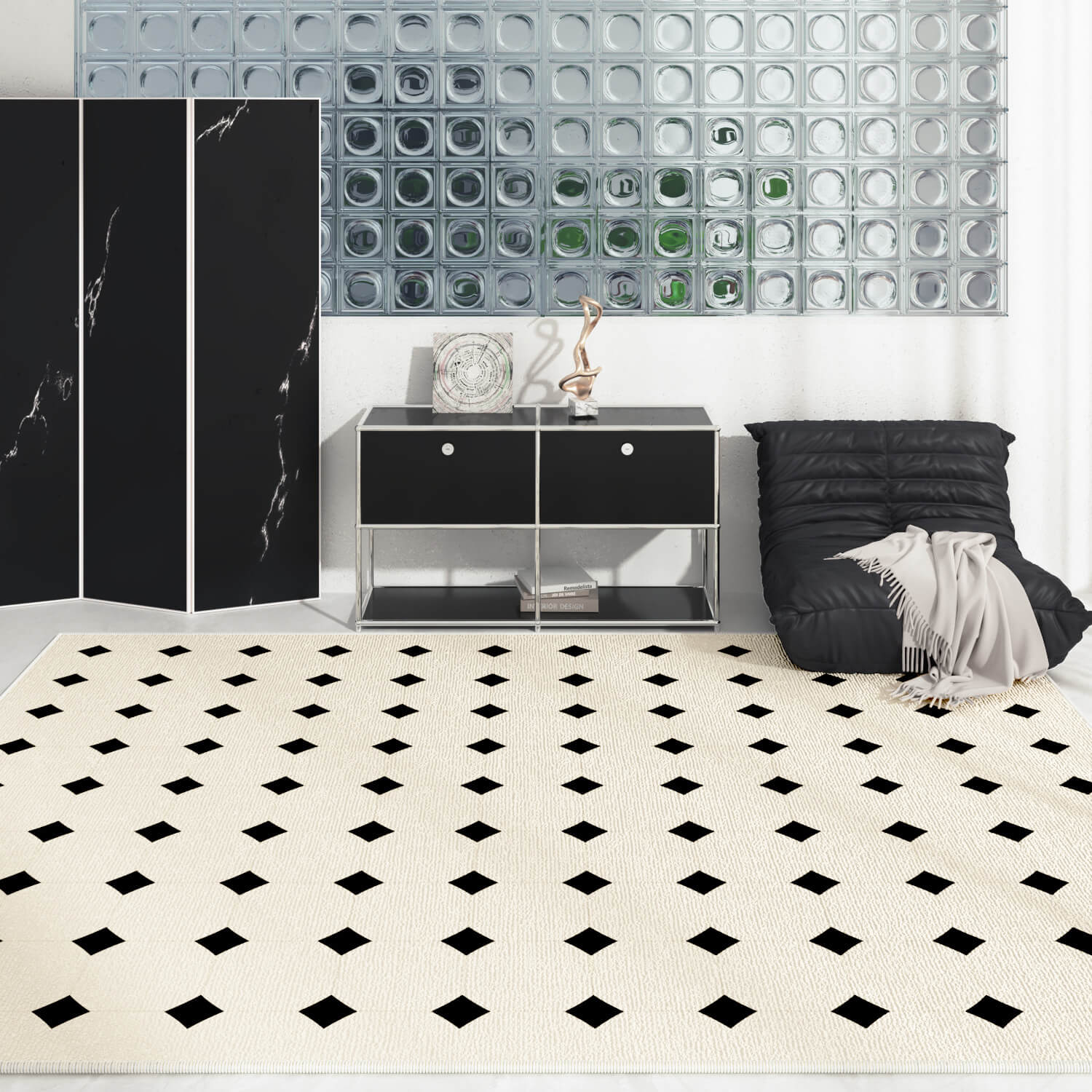 Tapis Imperméable à Motif Géométrique Moderne Antidérapant