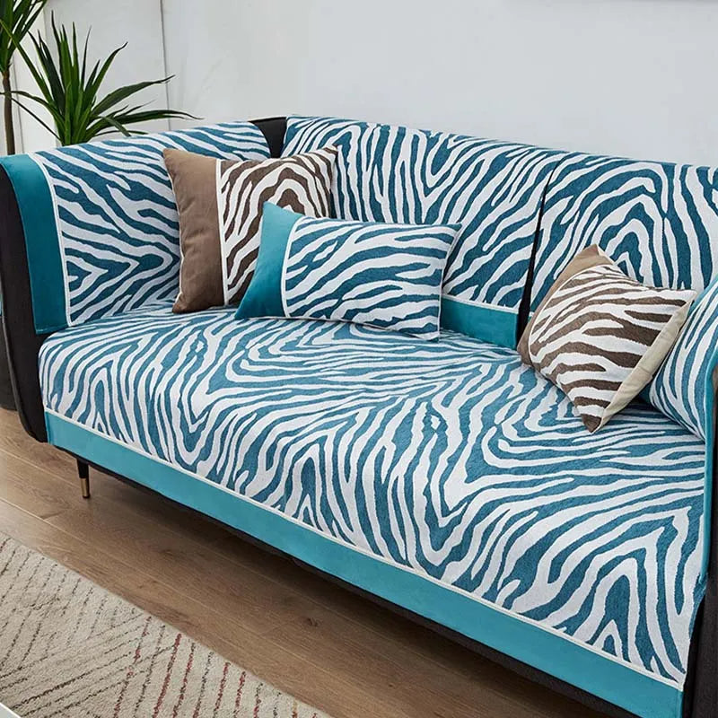 Housse en Chenille Imprimé Zebra Sauvage
