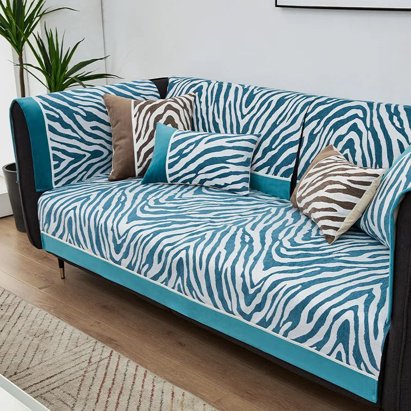 Housse en Chenille Imprimé Zebra Sauvage