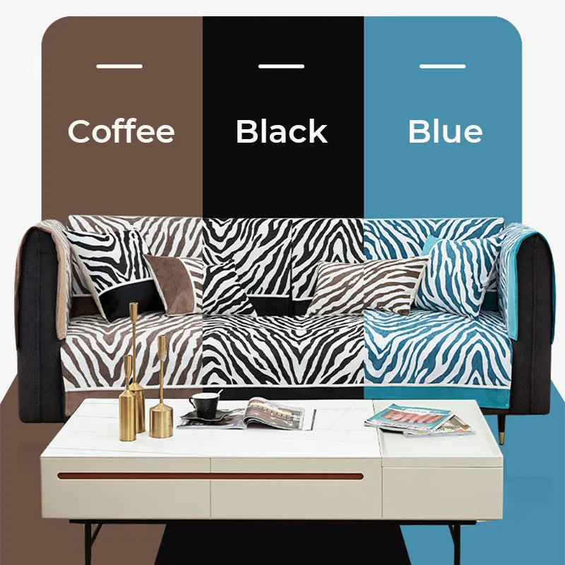 Housse en Chenille Imprimé Zebra Sauvage