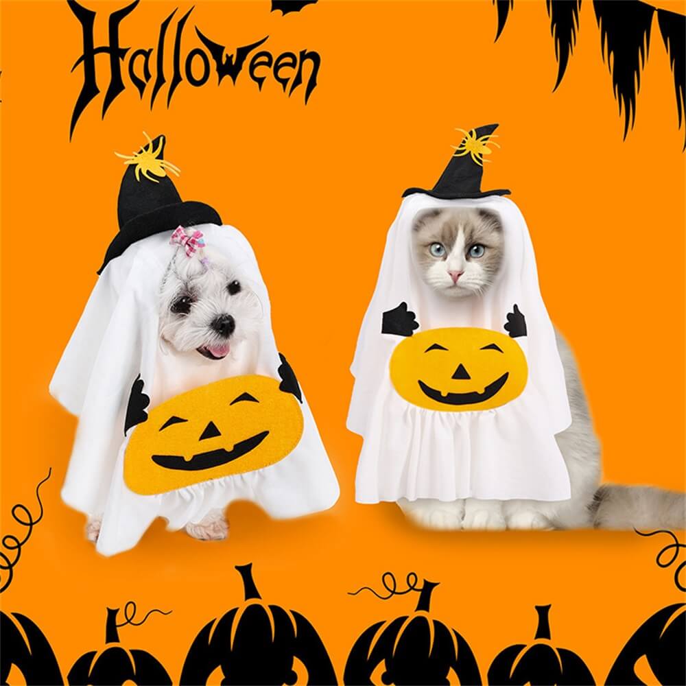 Costume Halloween Fantaisie Citrouille Fantôme pour Chiens
