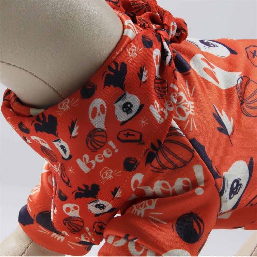 Costume Douillet pour Animaux en Motif Halloween | Design Citrouille & Fantôme pour Automne et Hiver