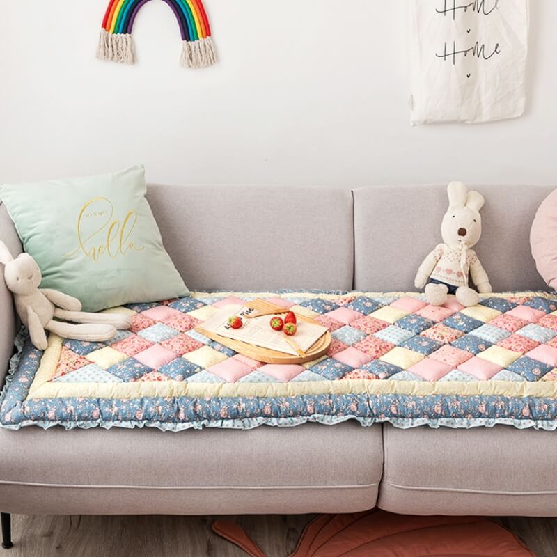 Housse de protection pour canapé en coton faite à la main et ornée de fleurs