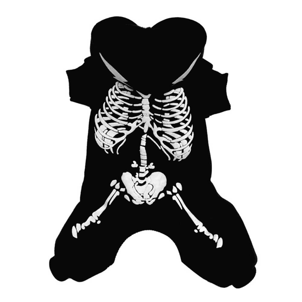 Sweat à capuche lumineux pour chien squelette d'Halloween | Brillant et confortable