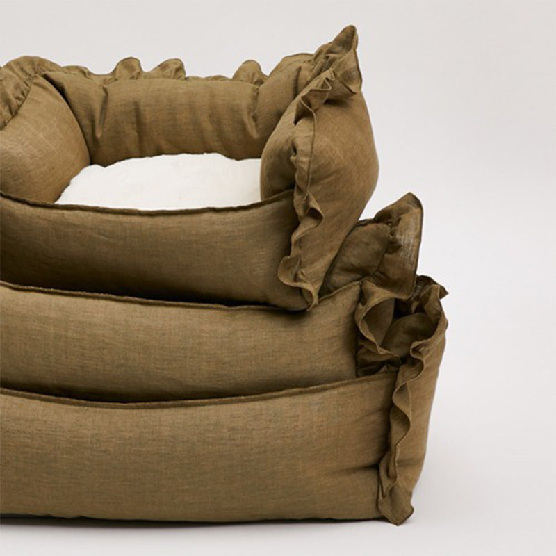 Lit Princesse Marron Élégant pour Chien et Chat avec Jupe