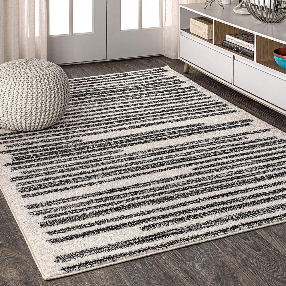 Carpettes en fausse laine cashmere style moderne à texture lignée
