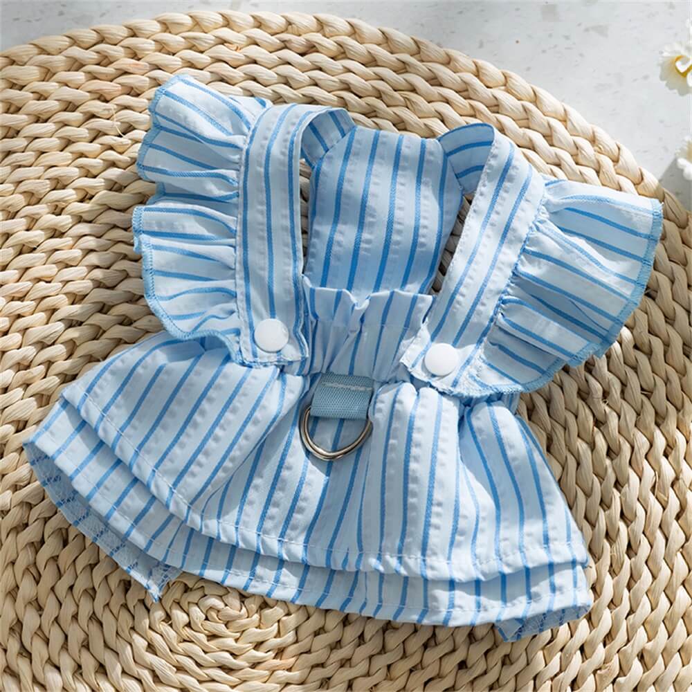 Robe Harnais pour Chien à Volants Rayée