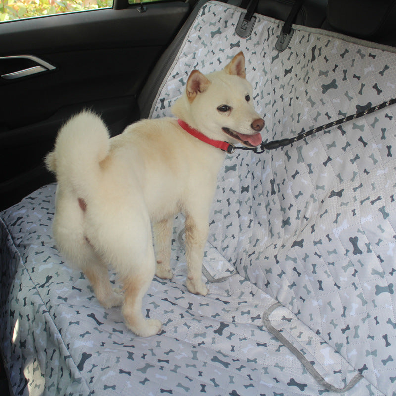 Housse de siège de voiture pour chien en tissu Oxford à motif d'os double taille