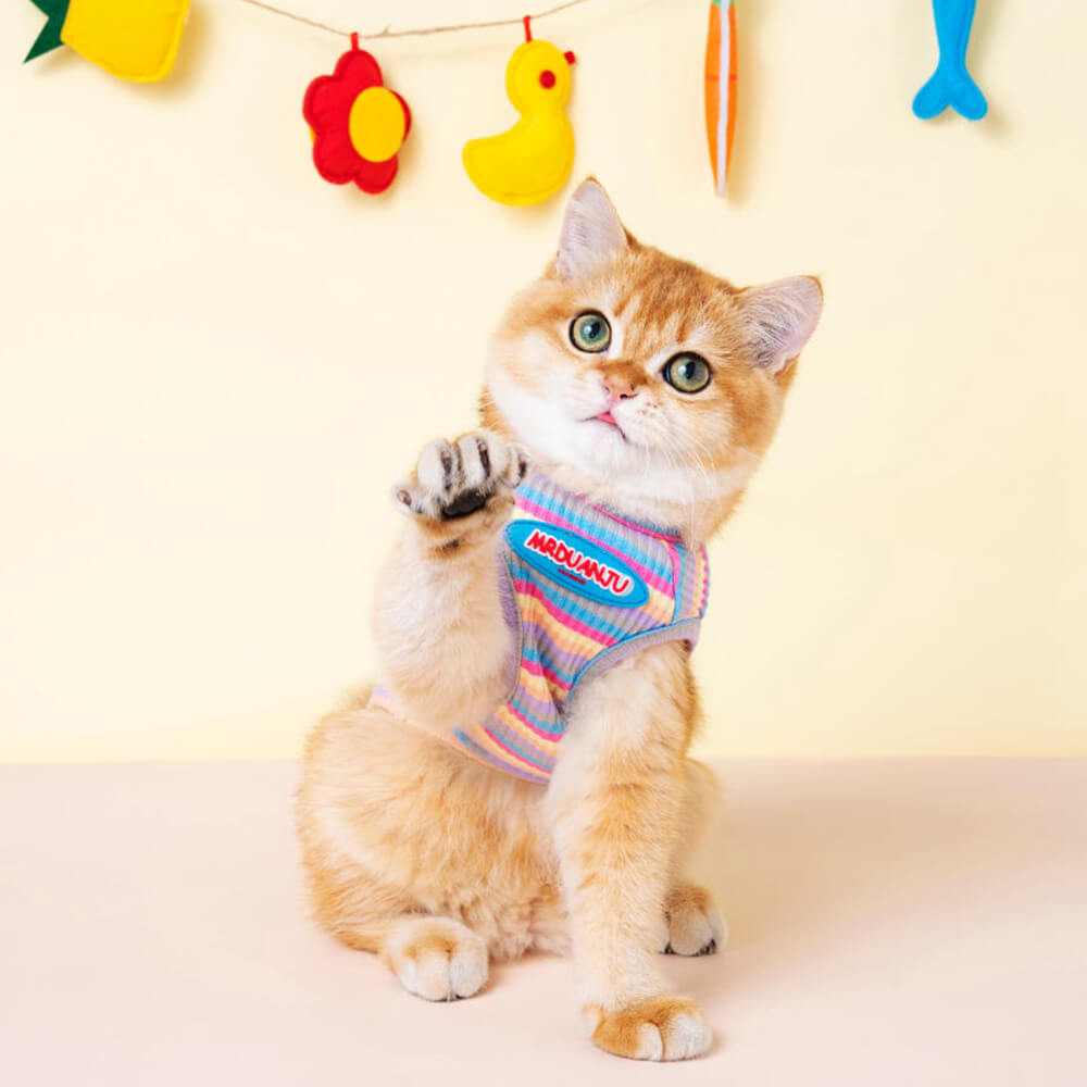 Débardeur Confortable Rayé Multicolore pour Chat et Chiot