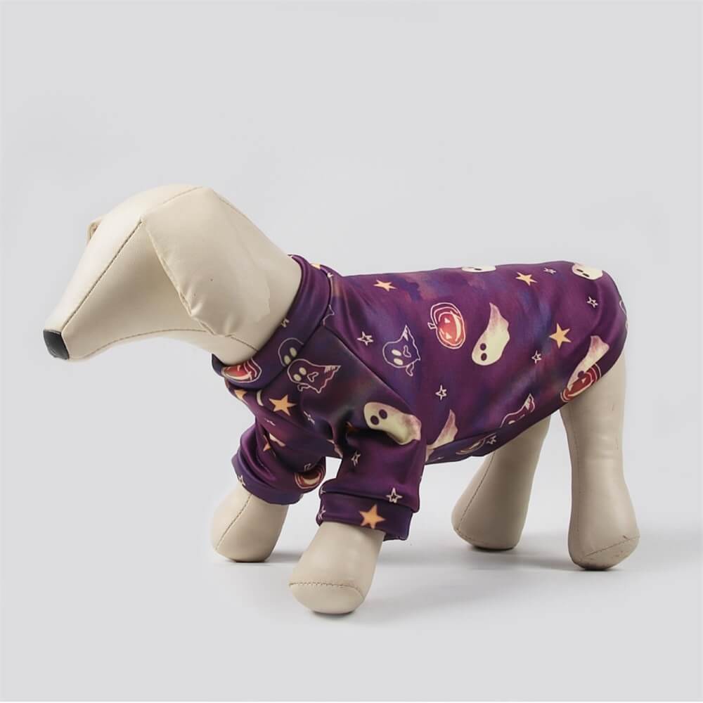 Costume Douillet pour Animaux en Motif Halloween | Design Citrouille & Fantôme pour Automne et Hiver