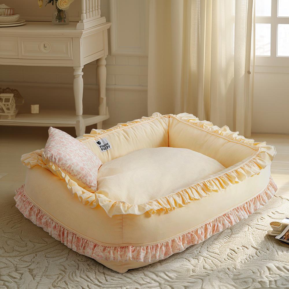 Lit Orthopédique Floral pour Chien avec Oreiller