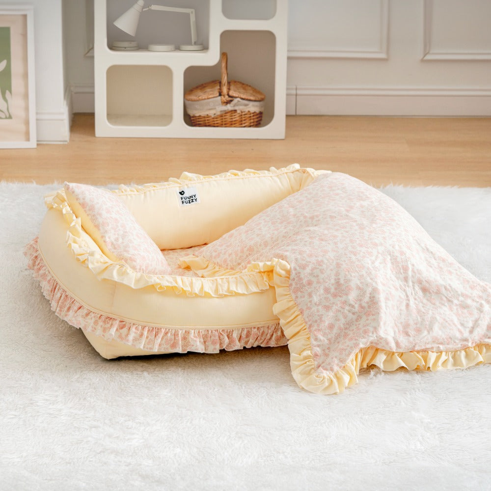 Lit Orthopédique Floral pour Chien avec Oreiller
