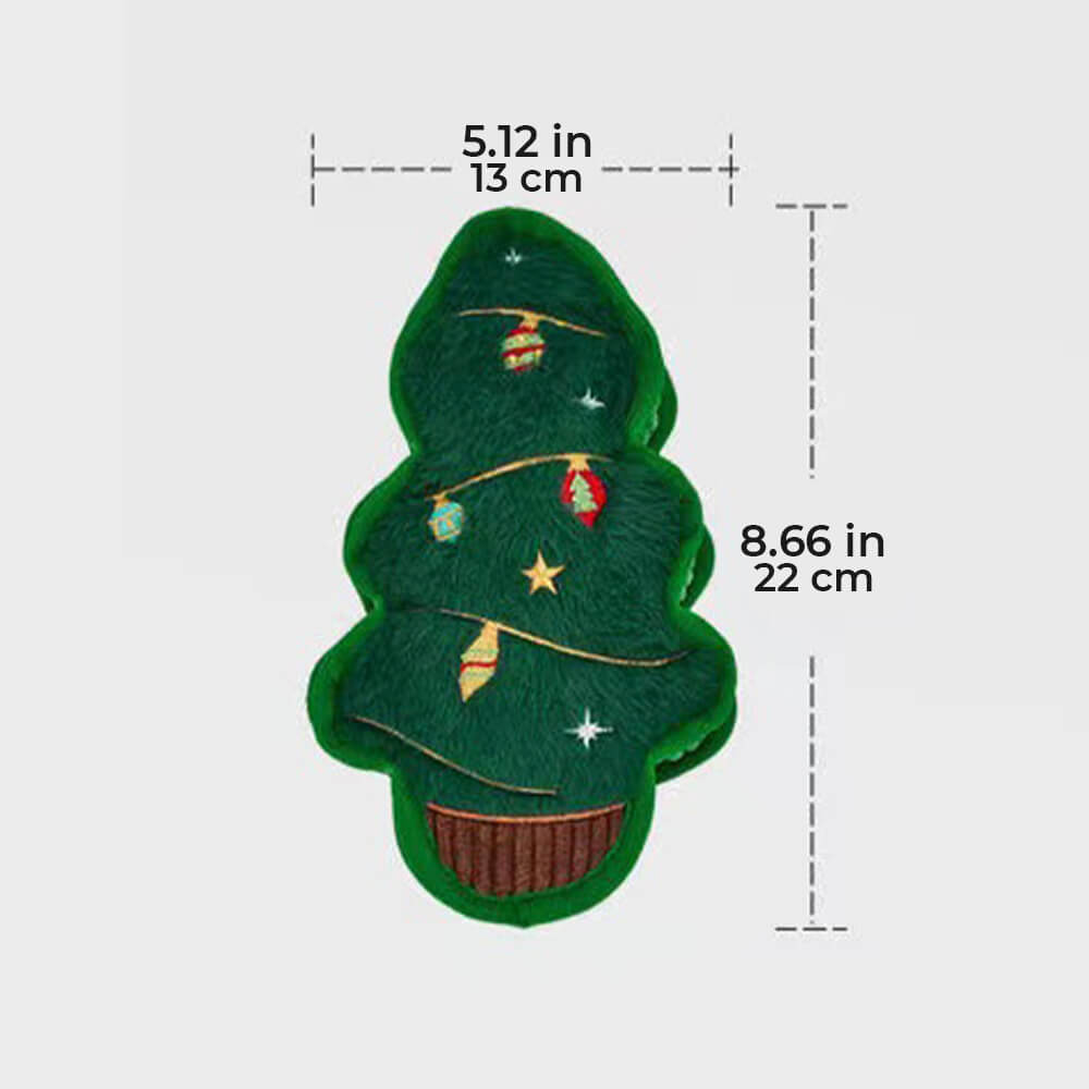 Jouet interactif en peluche pour chien avec motif de sapin de Noël qui grince et nettoie les dents