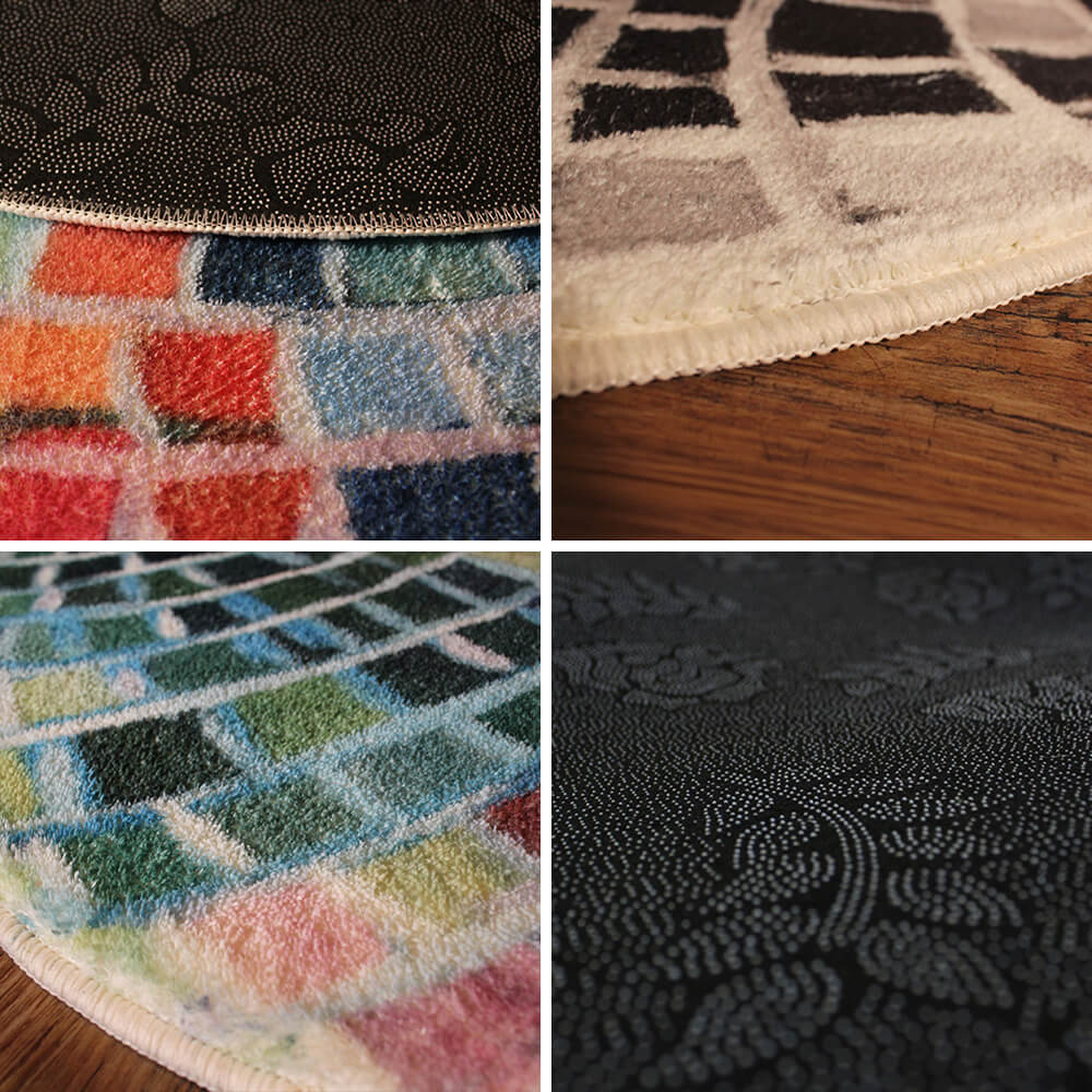 Tapis rond en faux cachemire à blocs de couleurs boule disco