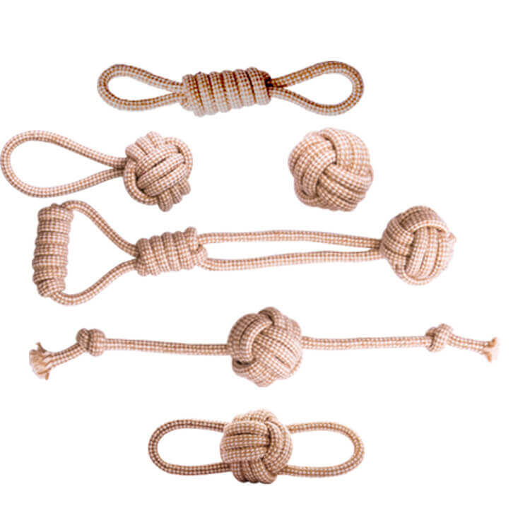 Ensemble de Jouets en Corde en Lin et Coton pour Chien Nettoyage des Dents Jouet à Mâcher Interactif