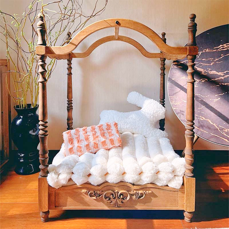 Tapis de luxe à rayures en fausse fourrure pour animaux de compagnie