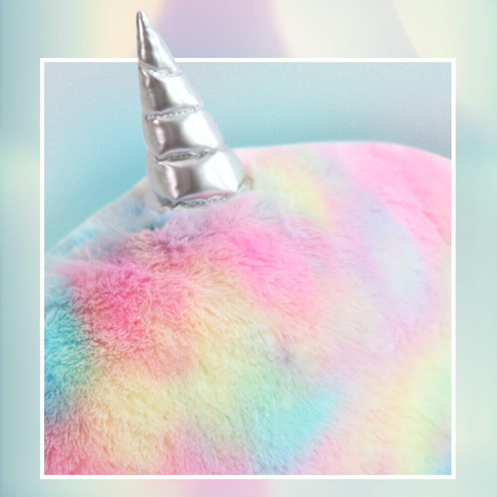 Lit pour Chien et Chat Lavable en Peluche Licorne Arc-en-Ciel Chauffant