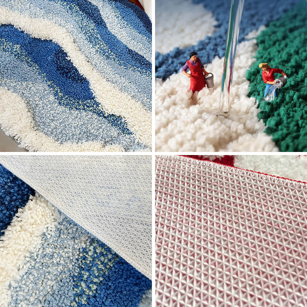 Carpette de Luxe à Motif Vagues 3D Texturé