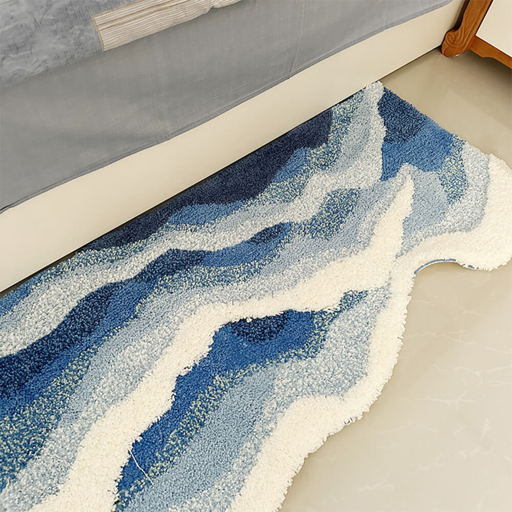 Carpette de Luxe à Motif Vagues 3D Texturé