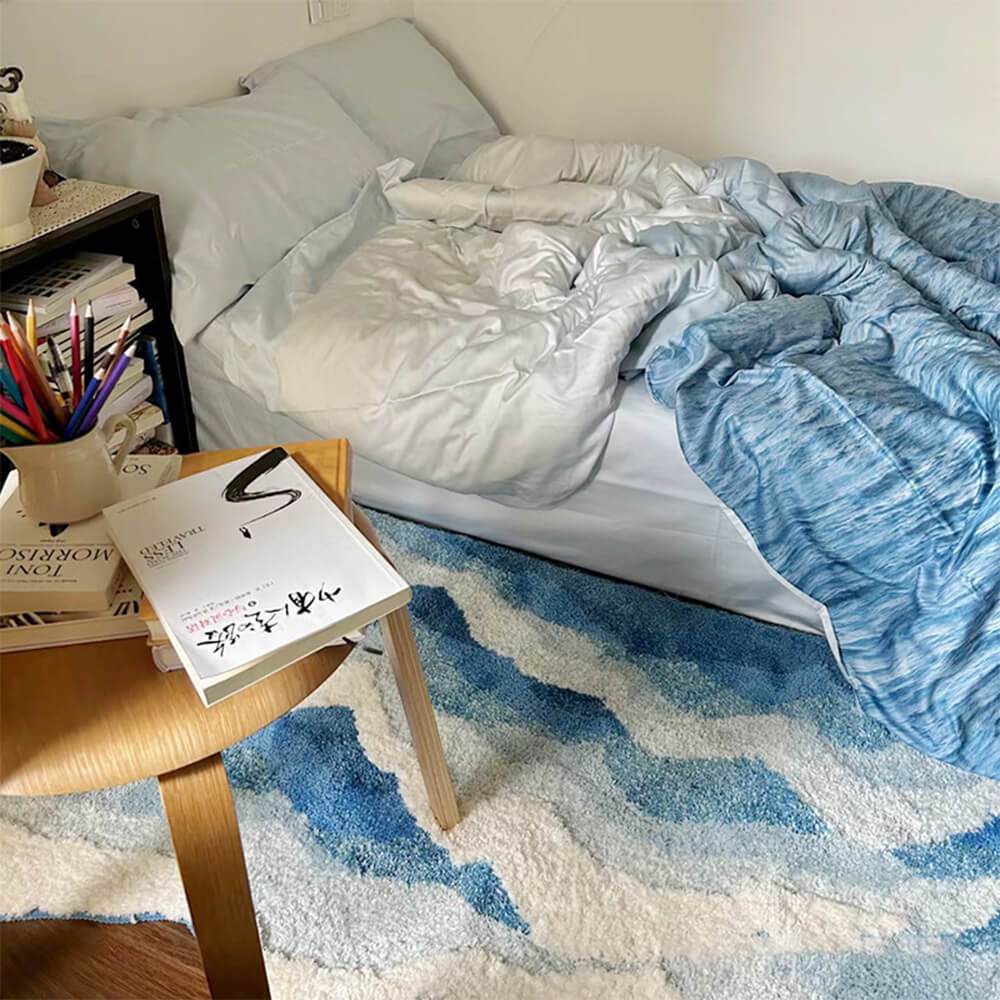 Carpette de Luxe à Motif Vagues 3D Texturé