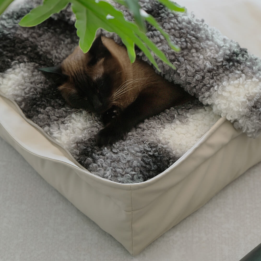 Lit pour chien multifonction en fausse laine d'agneau et cuir