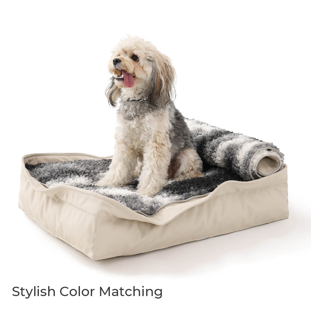 Lit pour chien multifonction en fausse laine d'agneau et cuir