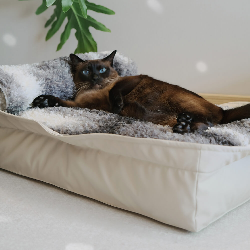 Lit pour chien multifonction en fausse laine d'agneau et cuir