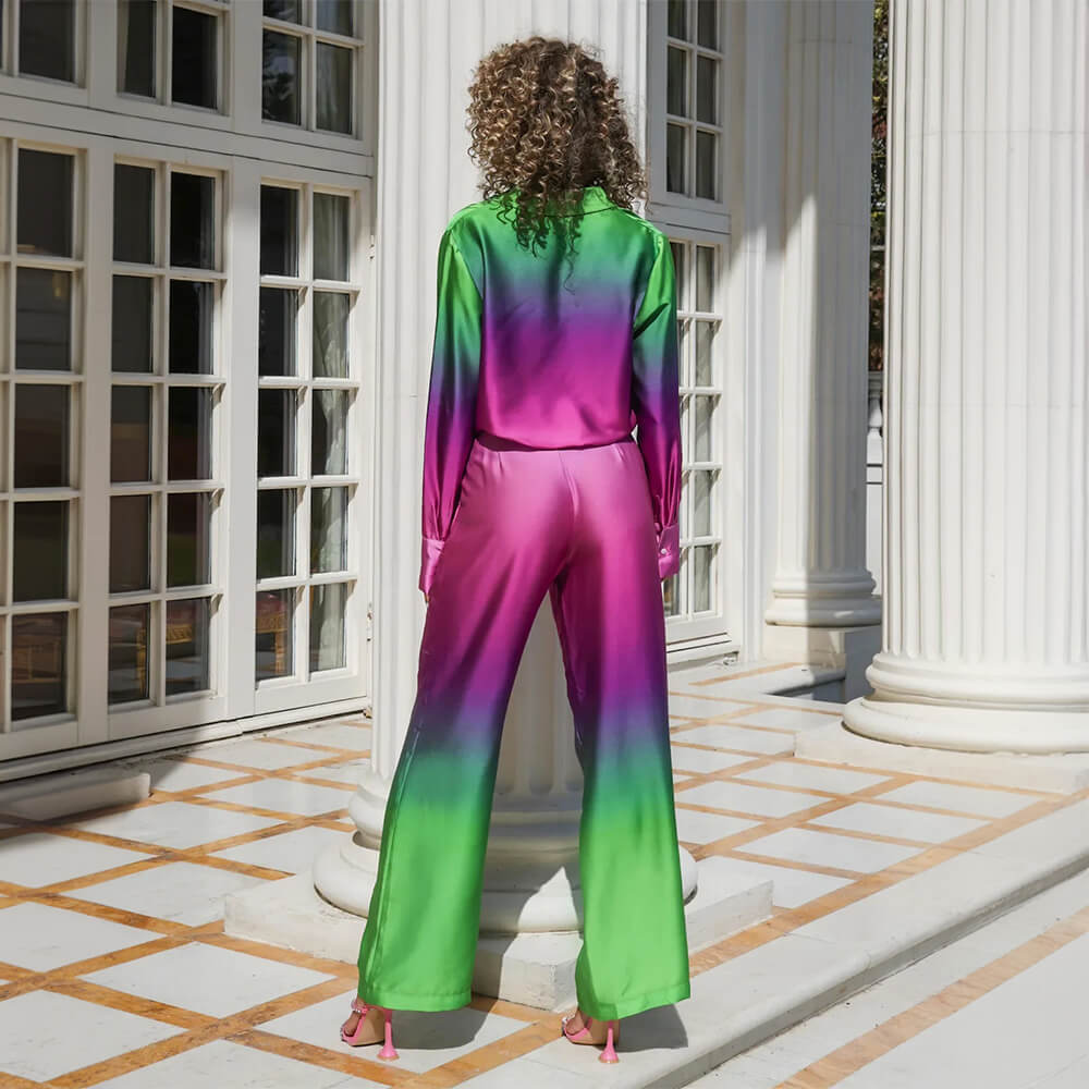 Ensemble Chemise Boutonnée et Pantalon Résistant aux Poils d'Animaux Dégradé
