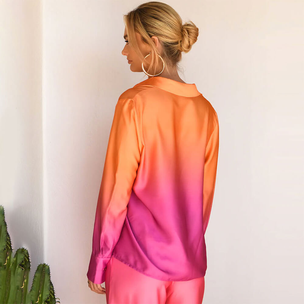 Ensemble Chemise Boutonnée et Pantalon Résistant aux Poils d'Animaux Dégradé