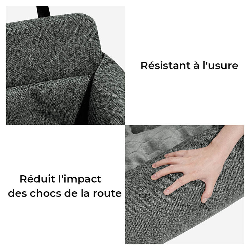 Siège auto lavable et durable style traversin pour chien