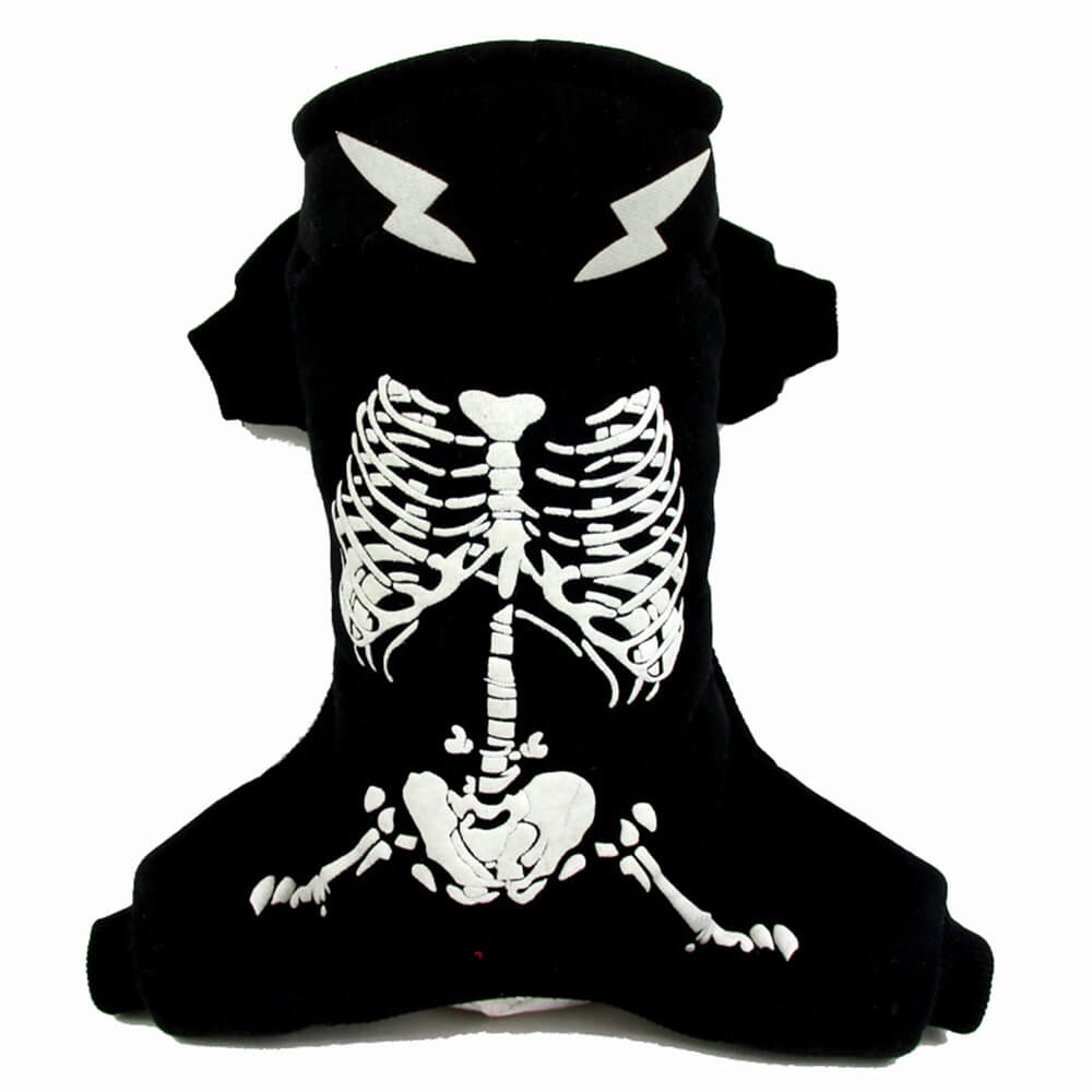 Sweat à capuche lumineux pour chien squelette d'Halloween | Brillant et confortable