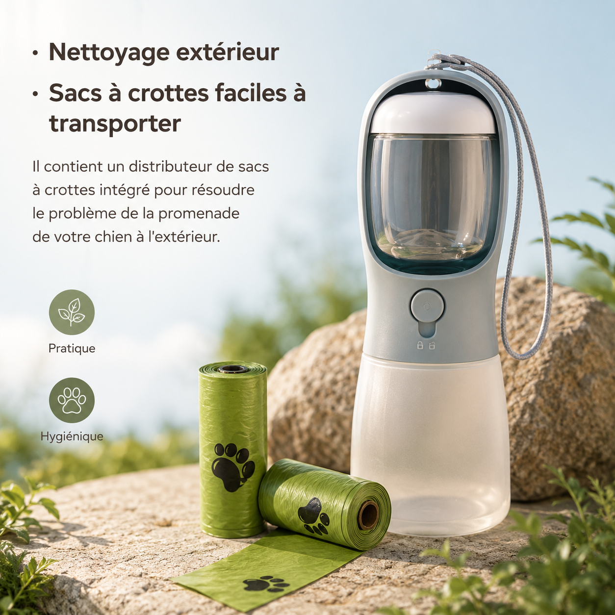 Rover – Gourde Portable 3-en-1 pour Chien