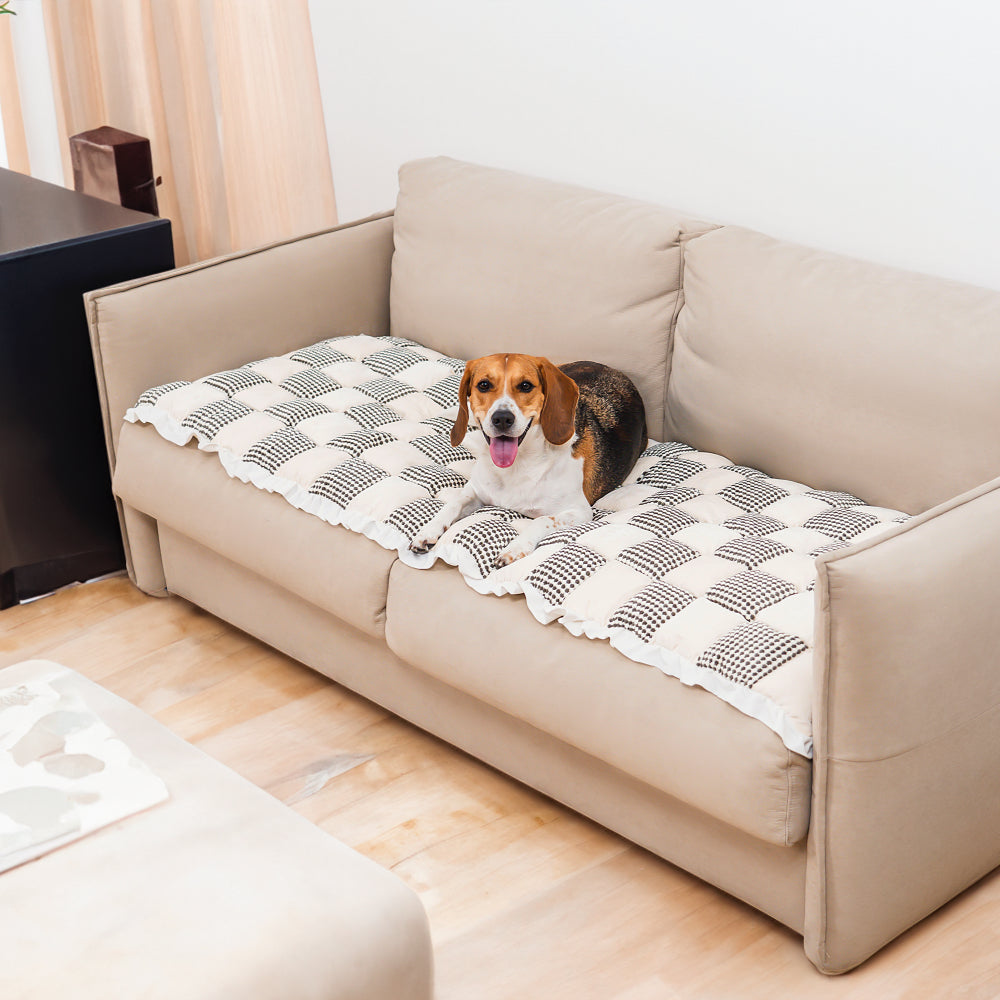Grand tapis pour animaux Housse de canapé antidérapant à carreaux de couleur assortie